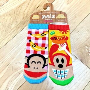 new Paul Frank Julius & Bob colorful quirky BBQ theme mismatched socks toddler